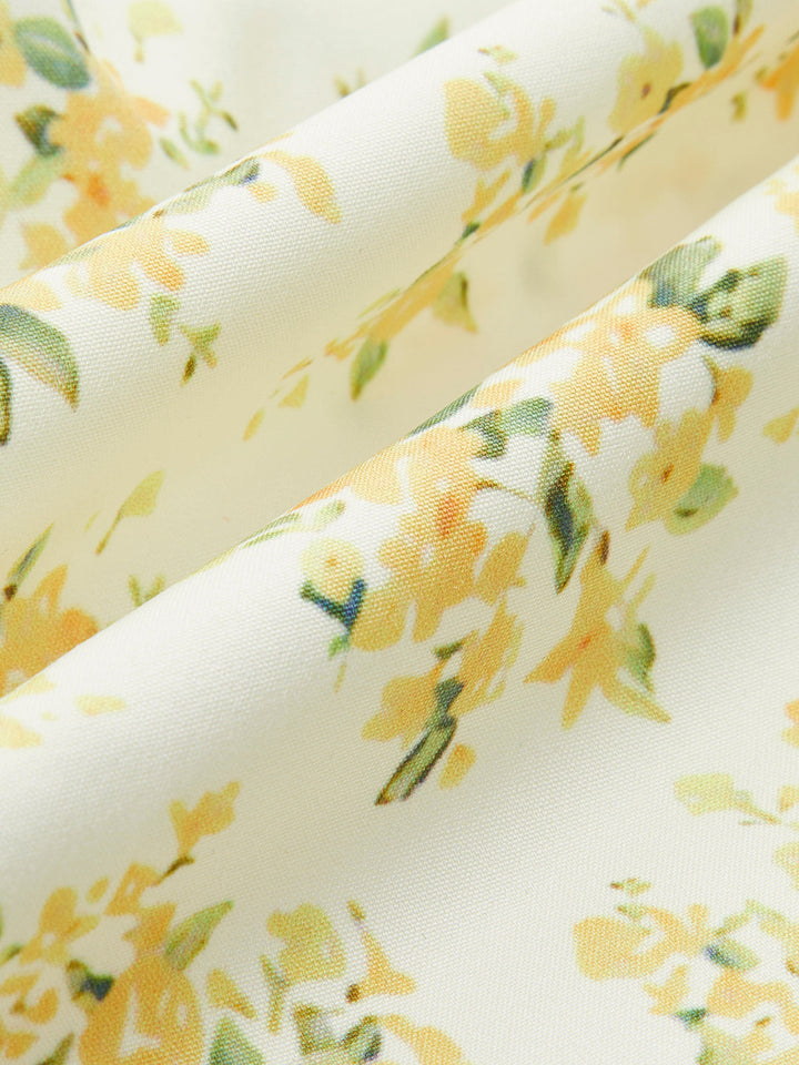 Çiçek Desenli Sırtı Fiyonklu Elbise