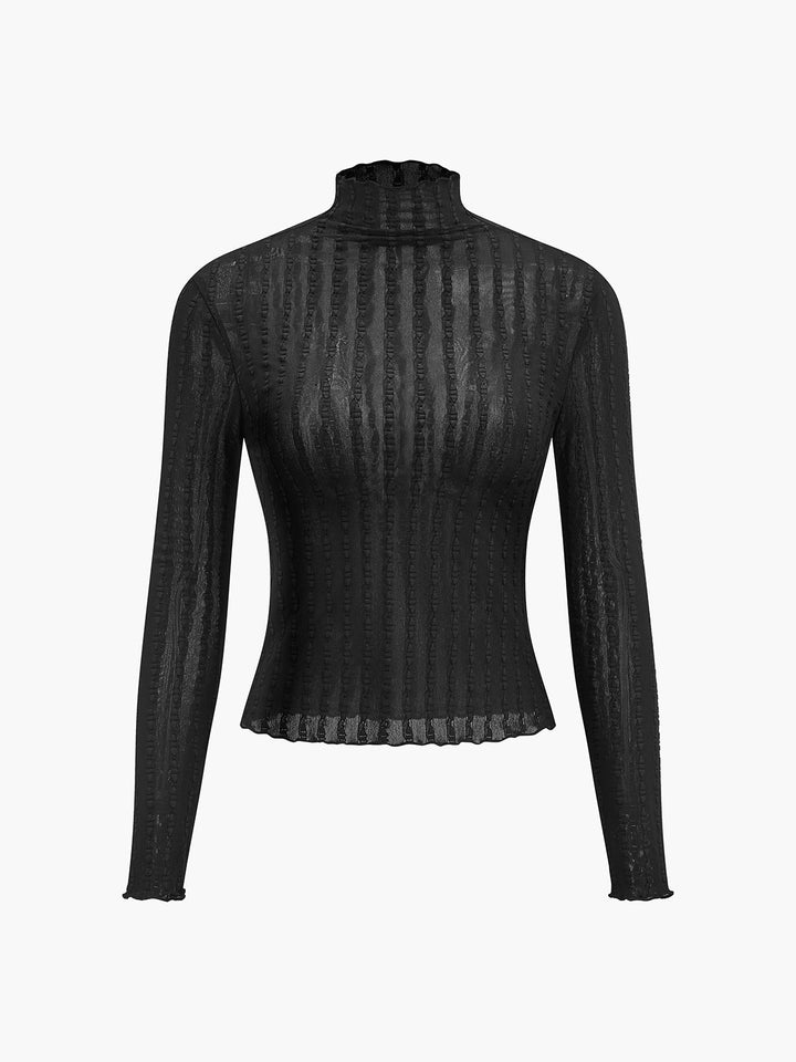 Balıkçı Yaka Yarı Şeffaf İnce Tişört