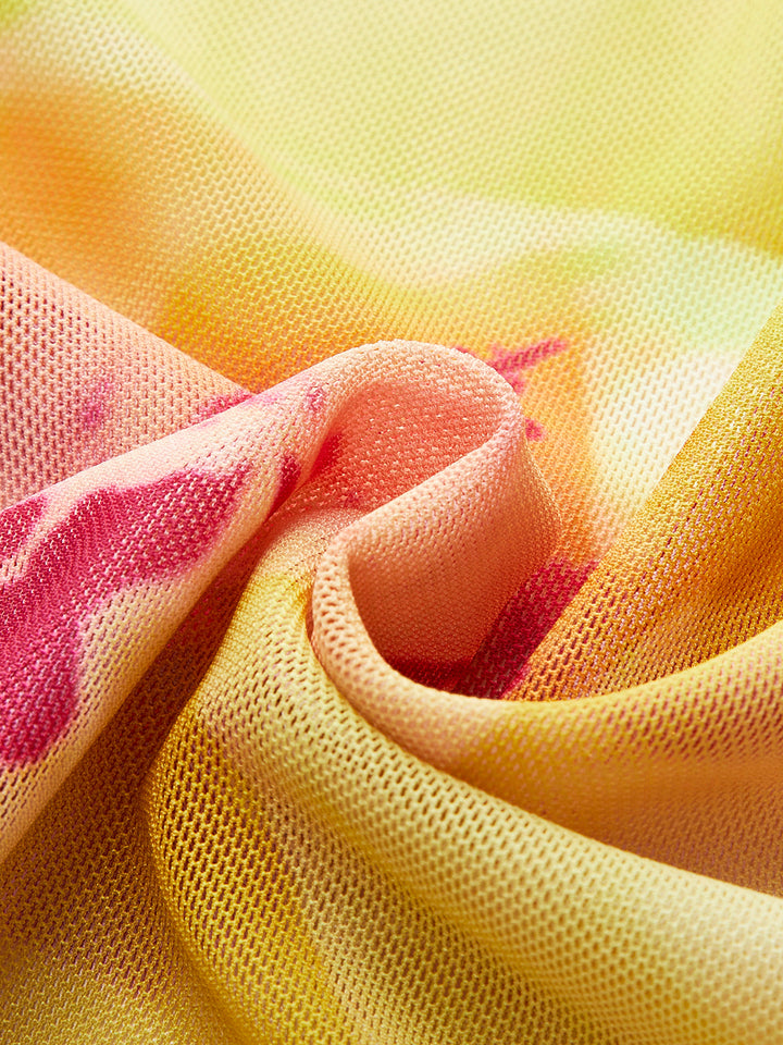 File Çiçek Desenli Üst Etek