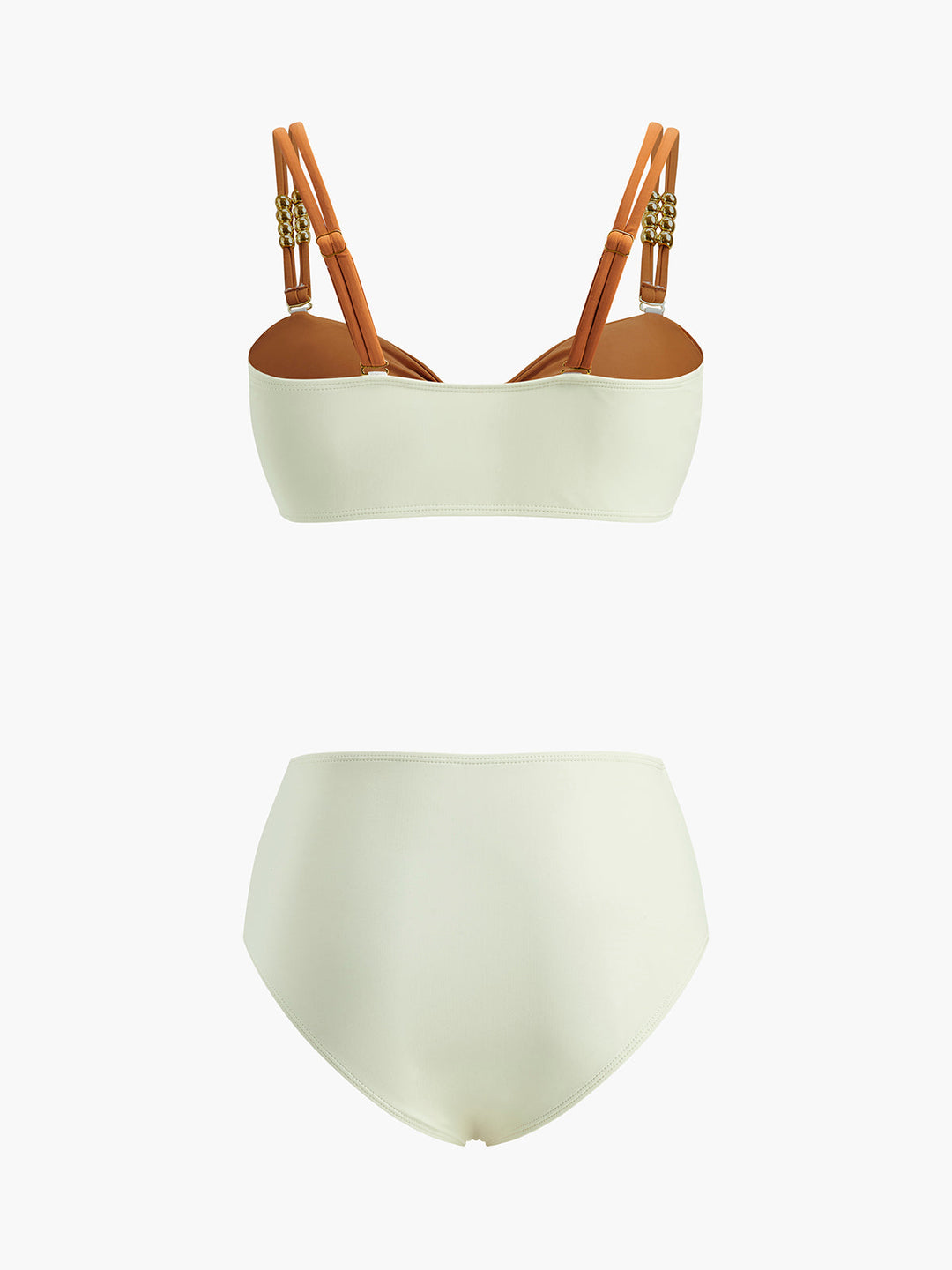 Süslemeli Renk Bloklu Retro Bikini Takımı