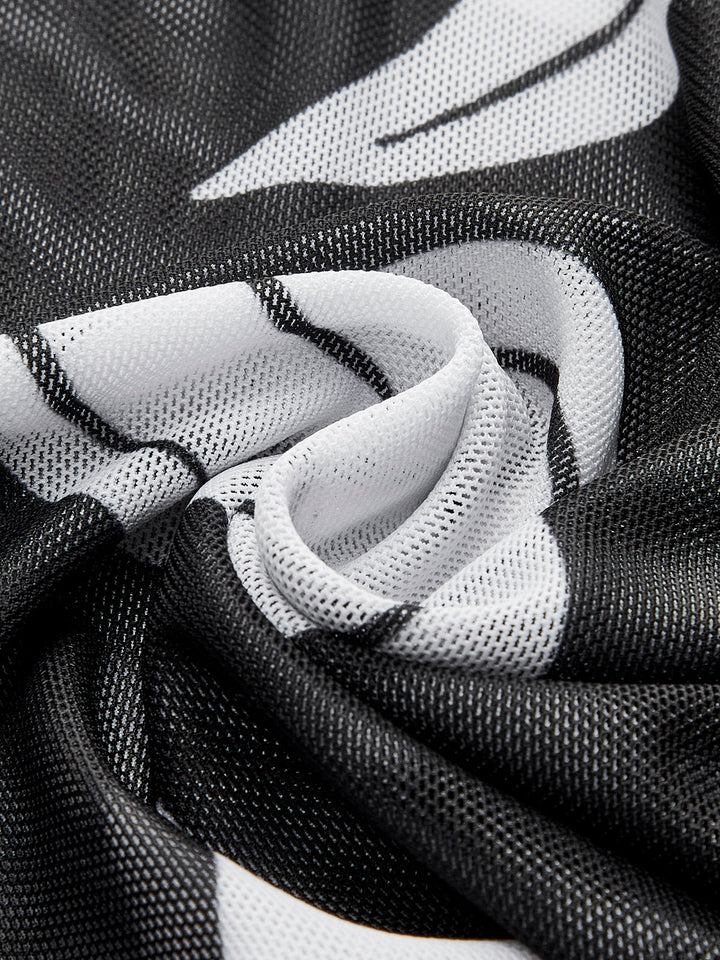 Şeffaf Baskılı File Plaj Örtüsü Etek