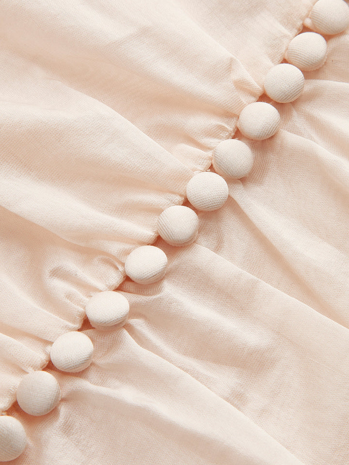 Yarı Şeffaf Şifon V Yakalı Kırışık Bluz