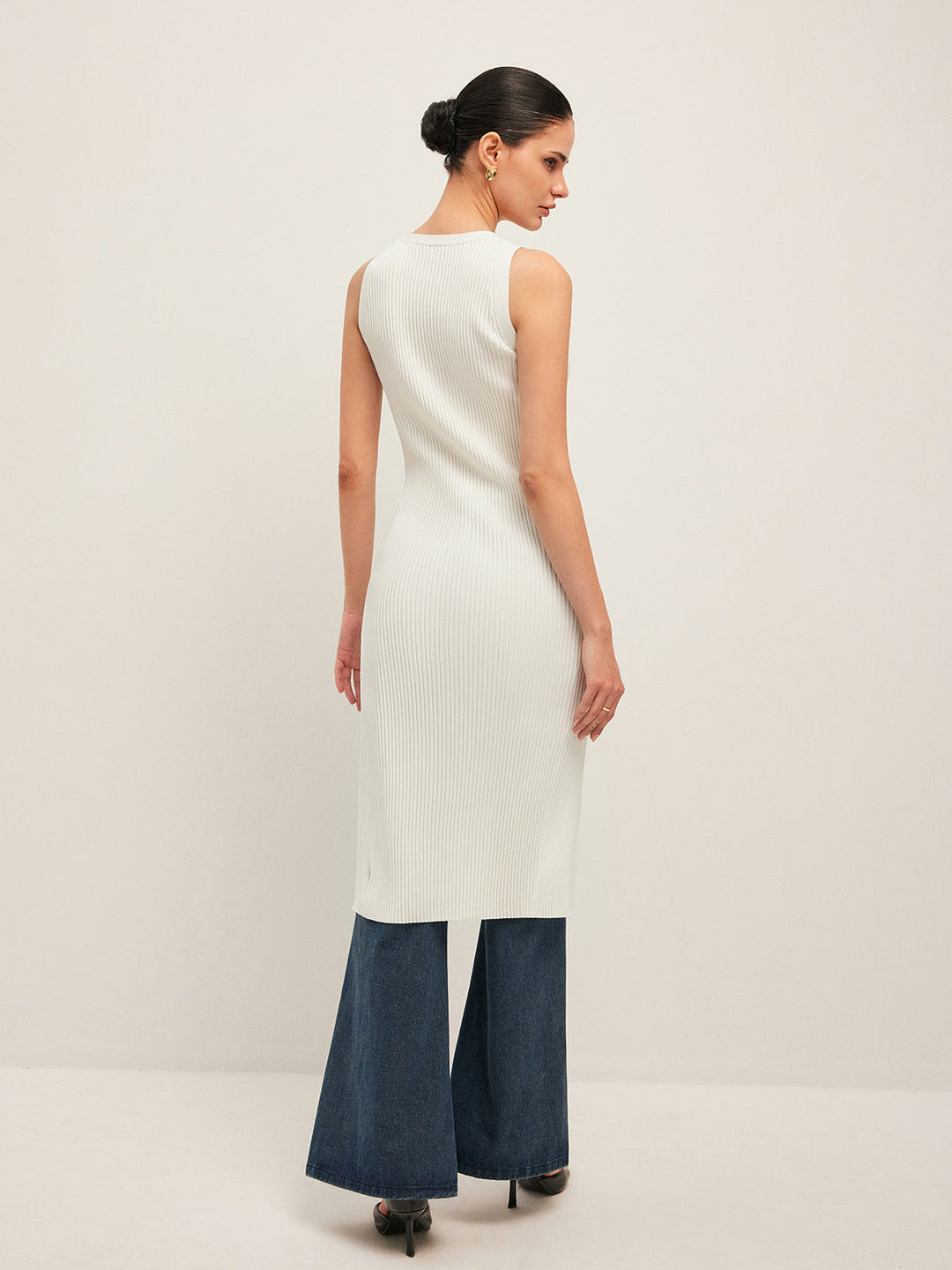 Düğme Detaylı Kaburga Elbise