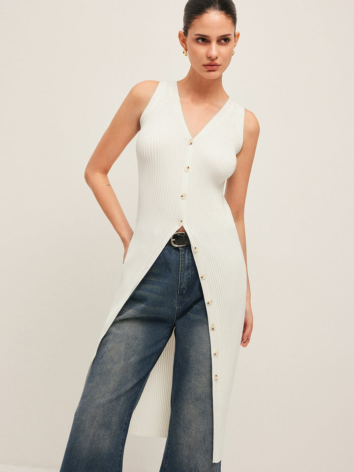 Düğme Detaylı Kaburga Elbise
