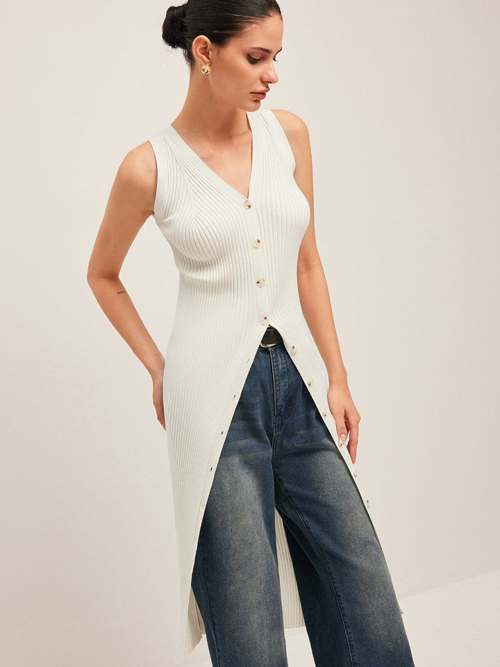 Düğme Detaylı Kaburga Elbise