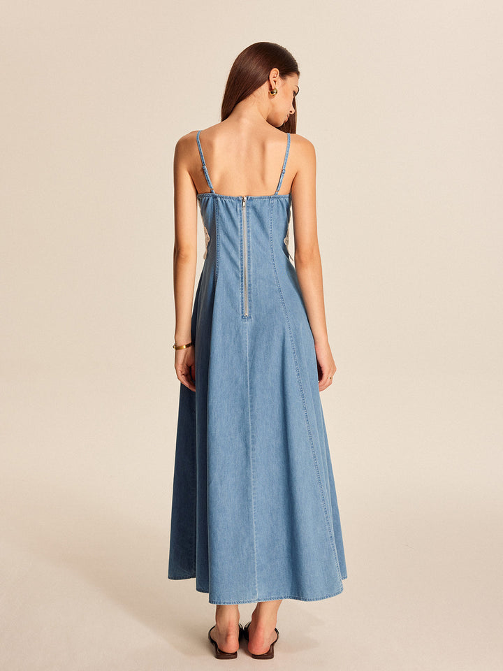 Dantel Panel Kot Askılı Elbise