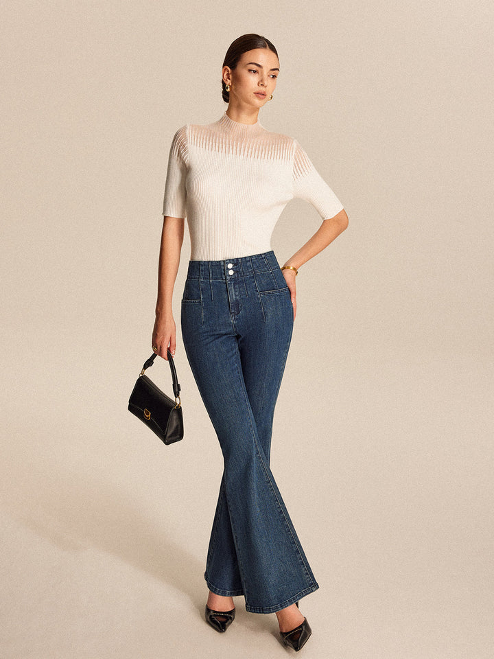 Şeffaf Ribanalı Balıkçı Yaka Üst