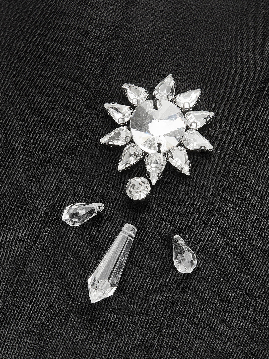 Çiçekli Kristal Sırt Fermuarlı Üst