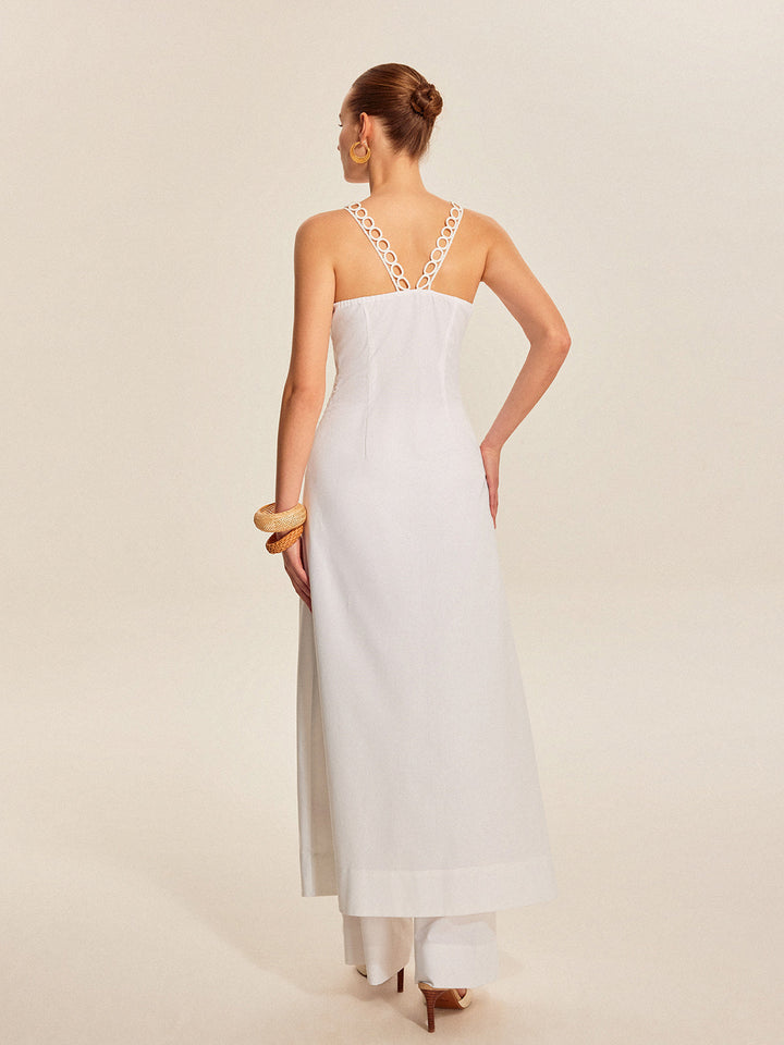 İçi Boş Bağcıklı V Yaka Üst