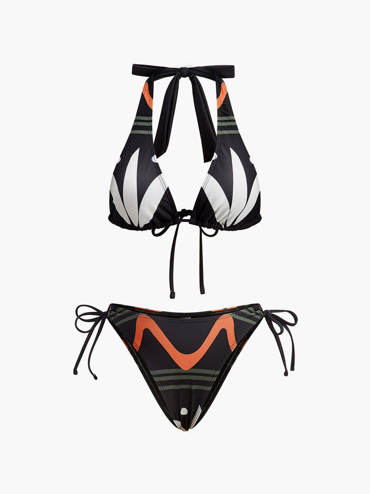 Halter Yaka Bağlamalı Bikini Takımı