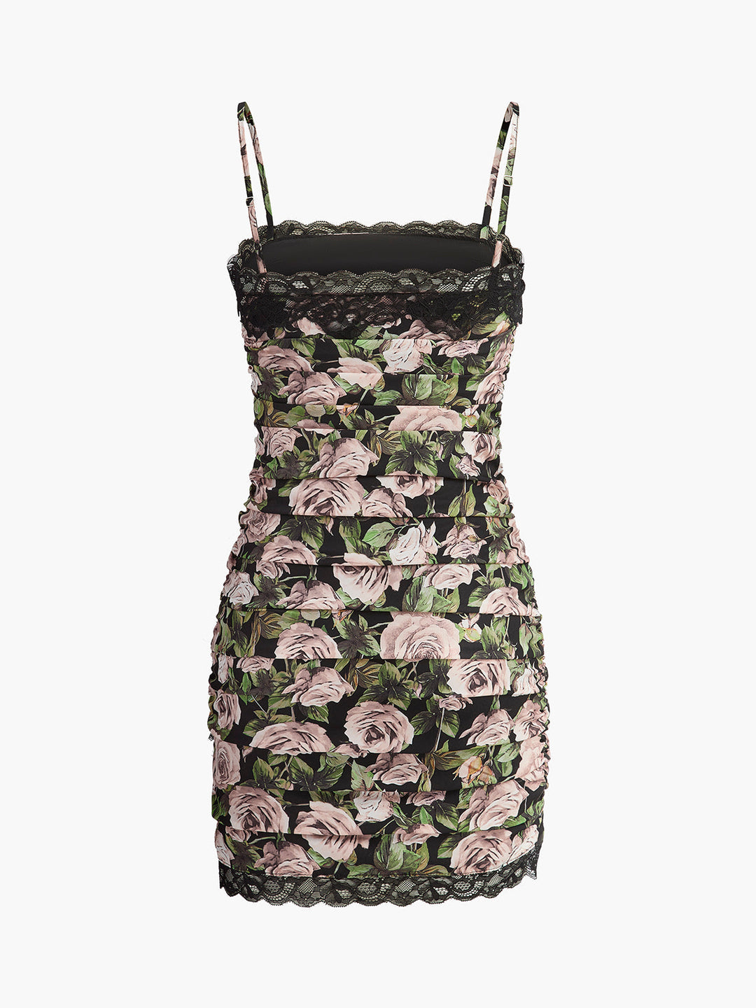 Çiçekli Dantel Kenarlı Kıvrımlı Elbise