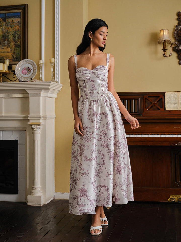 Toile Baskılı Korse Elbise