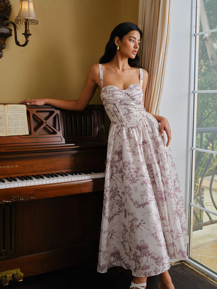 Toile Baskılı Korse Elbise