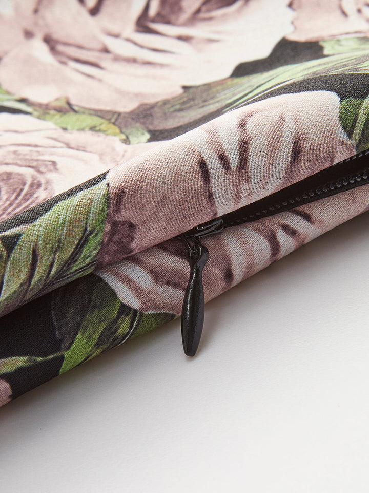 Çiçekli Dantel-Süslemeli Bağcıklı Elbise