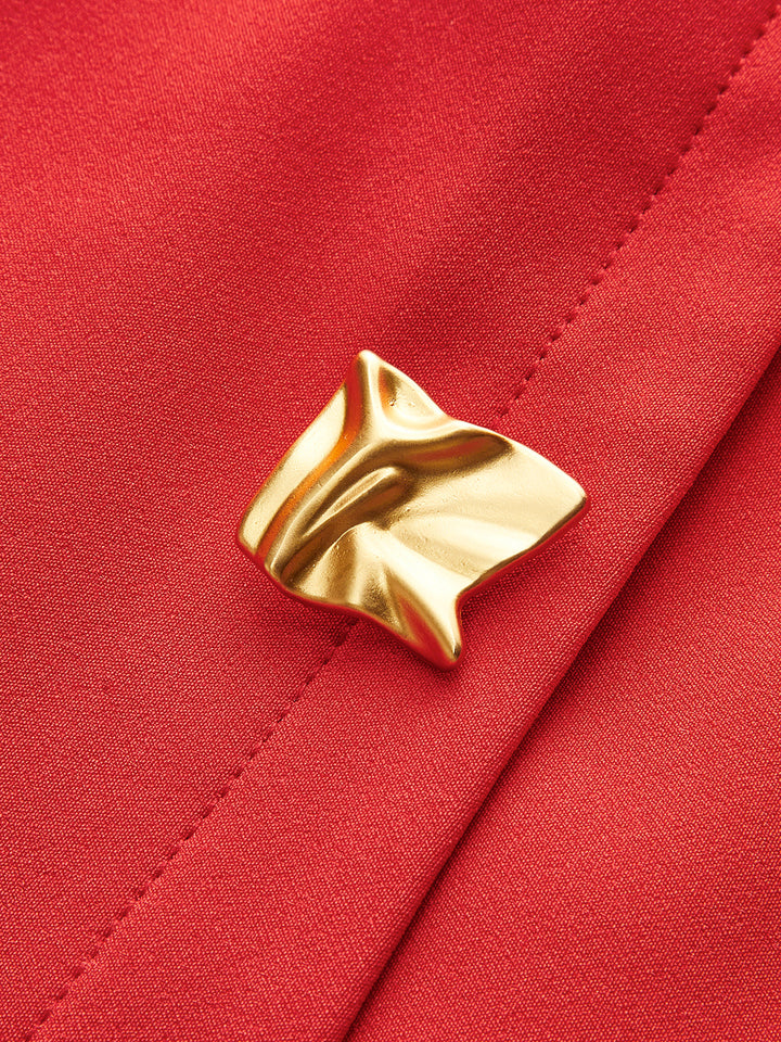 Metal Düğmeli Pliseli Tank Elbise