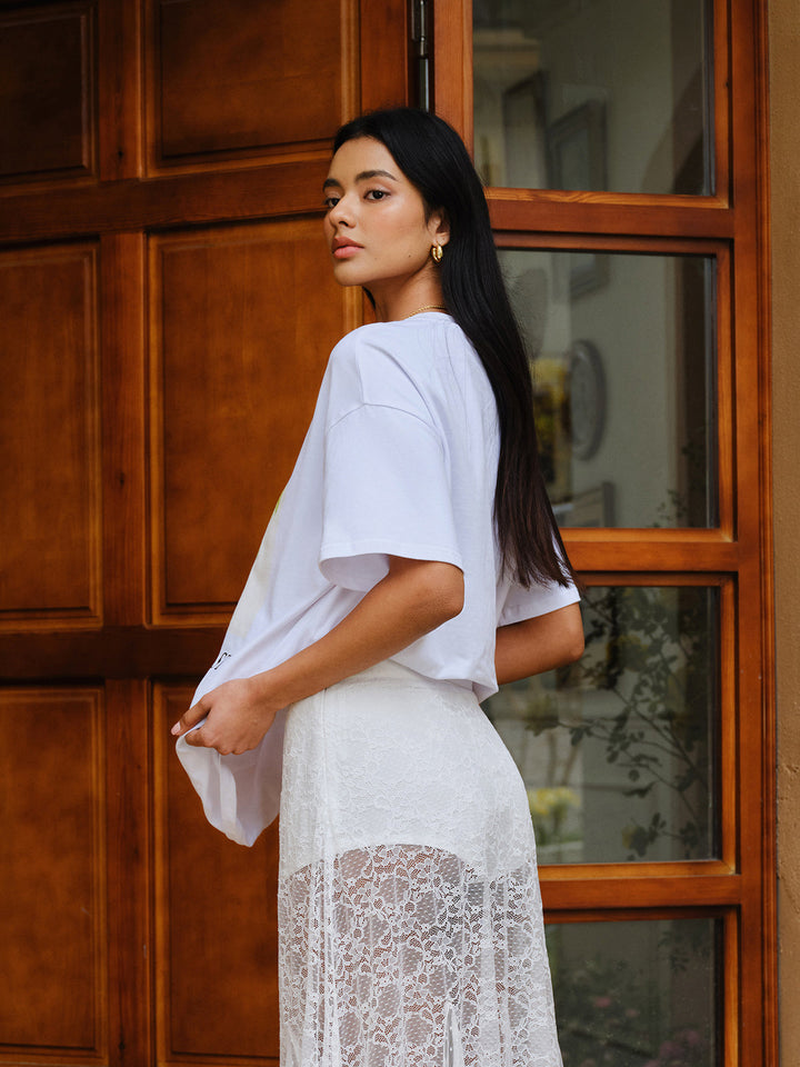 Pamuklu Baskılı Büyük Boy Tişört