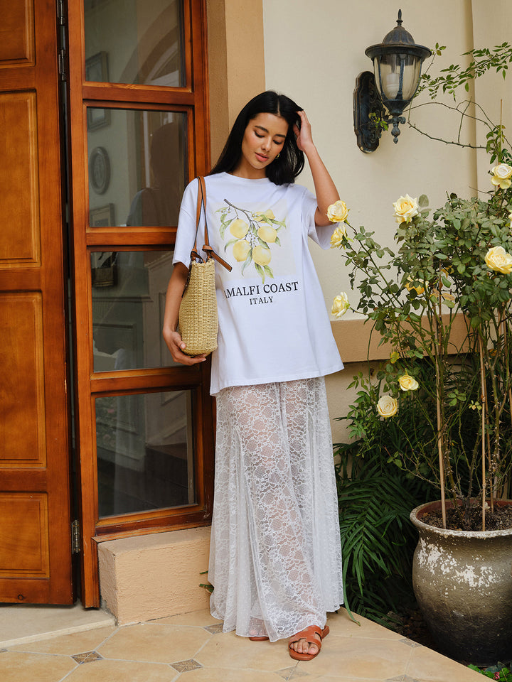 Pamuklu Baskılı Büyük Boy Tişört