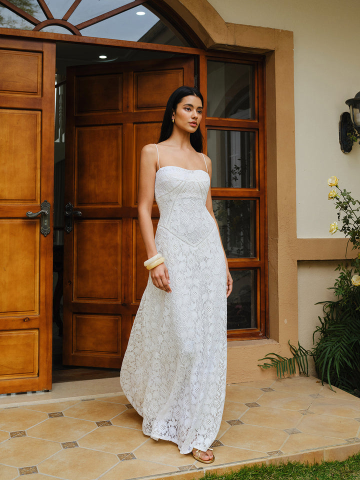 Dantelli Spagetti Askılı Elbise