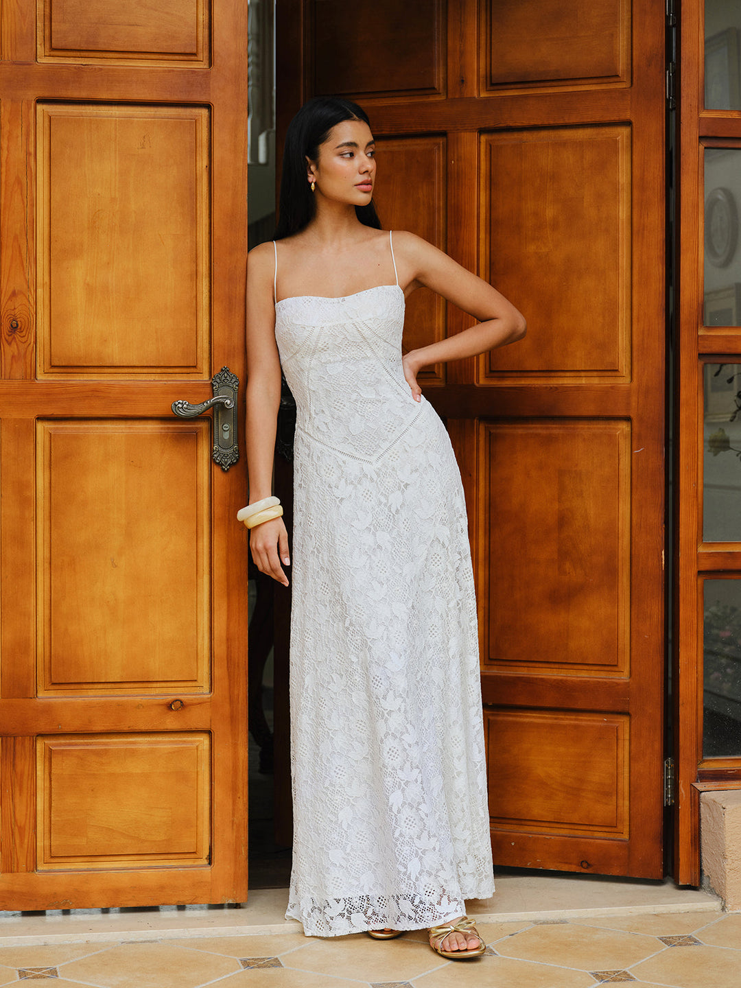Dantelli Spagetti Askılı Elbise