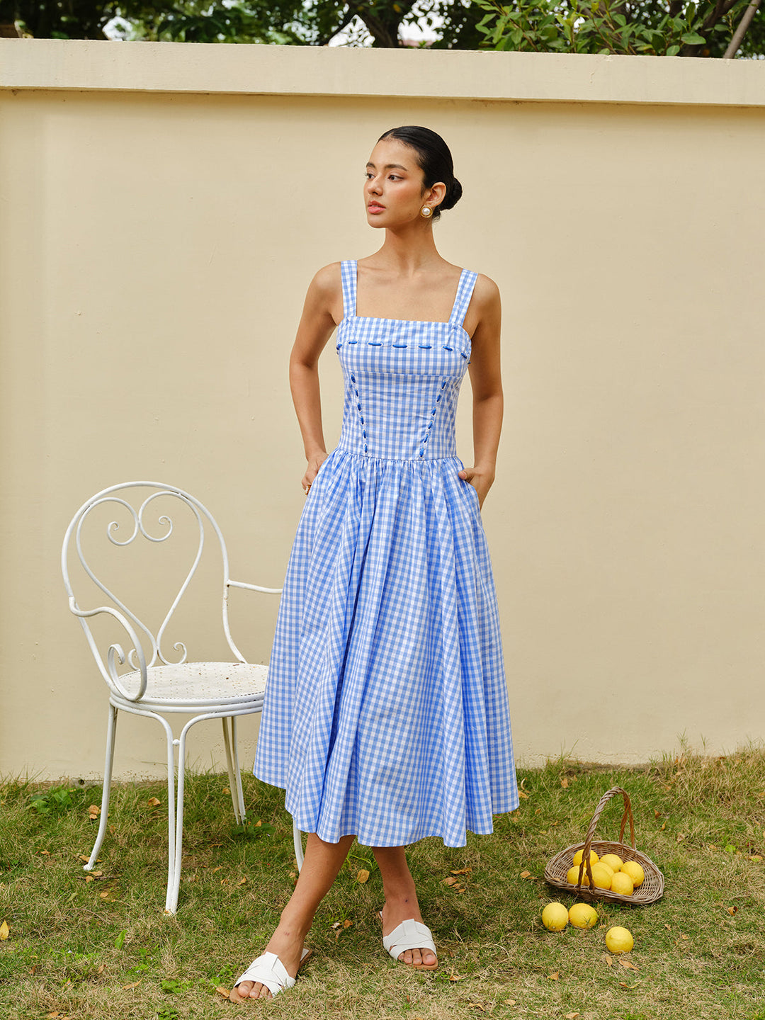 Bağcıklı Dama Tahtası Korse Elbise