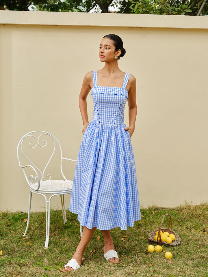 Bağcıklı Dama Tahtası Korse Elbise