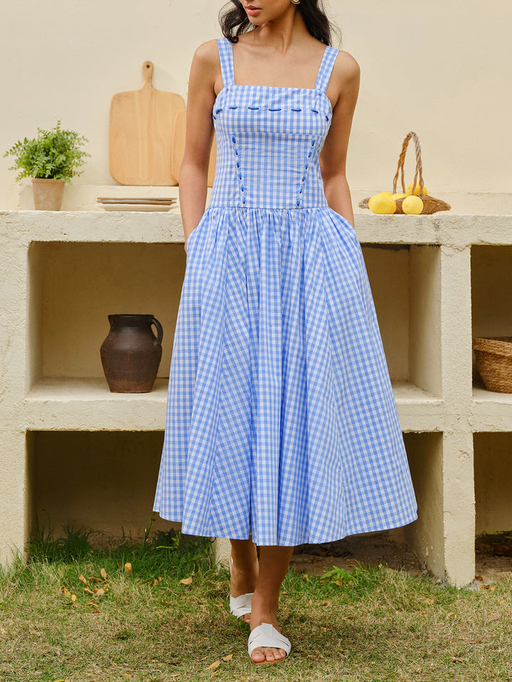 Bağcıklı Dama Tahtası Korse Elbise