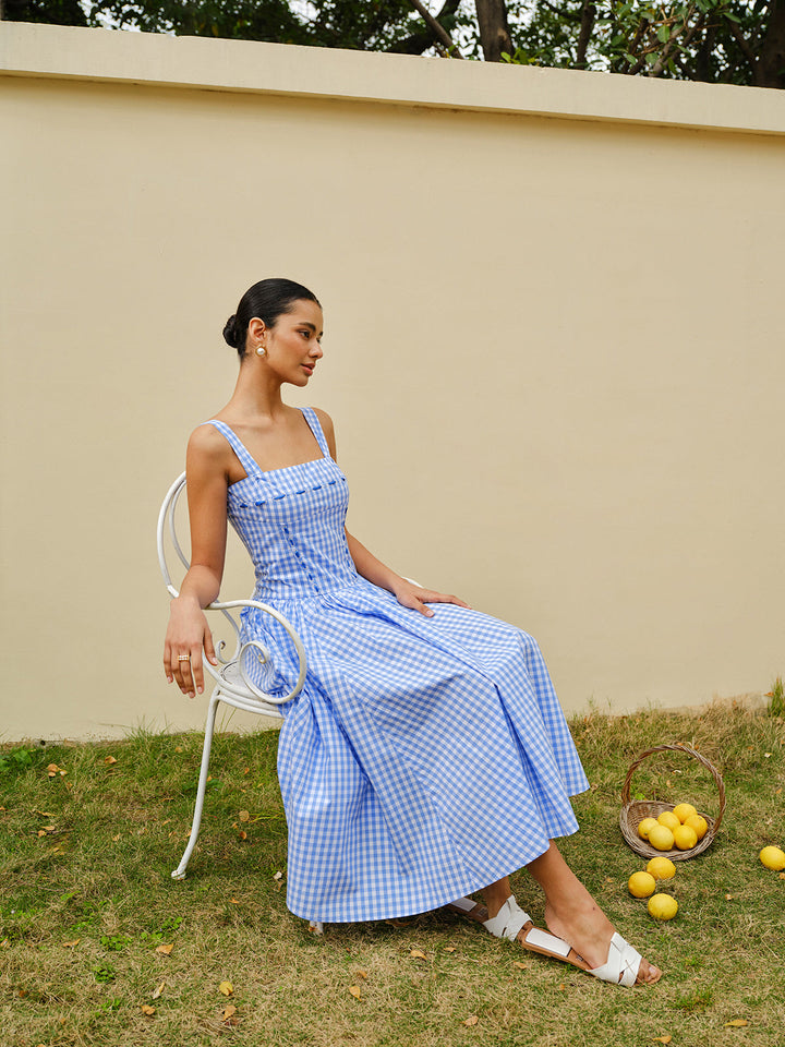 Bağcıklı Dama Tahtası Korse Elbise