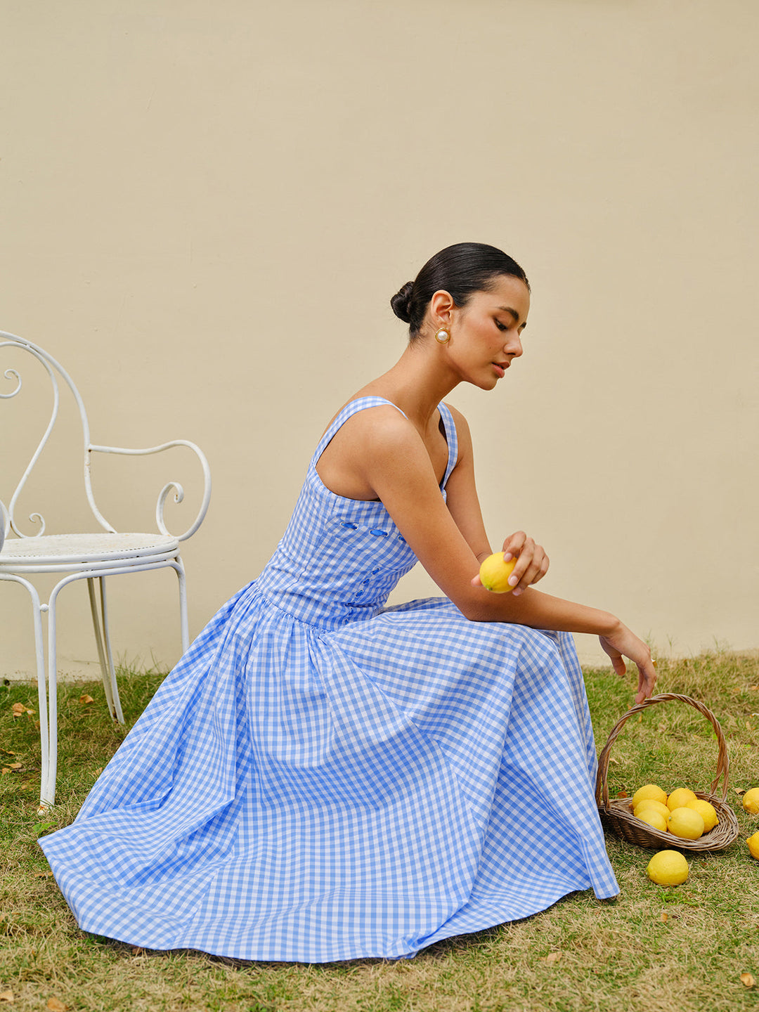 Bağcıklı Dama Tahtası Korse Elbise