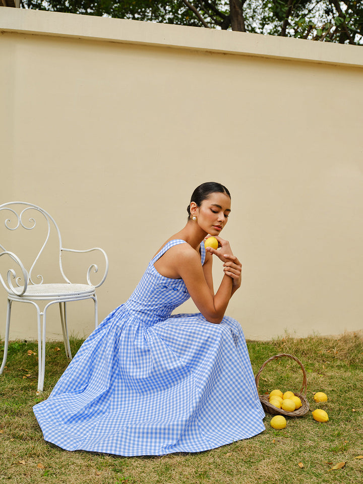 Bağcıklı Dama Tahtası Korse Elbise