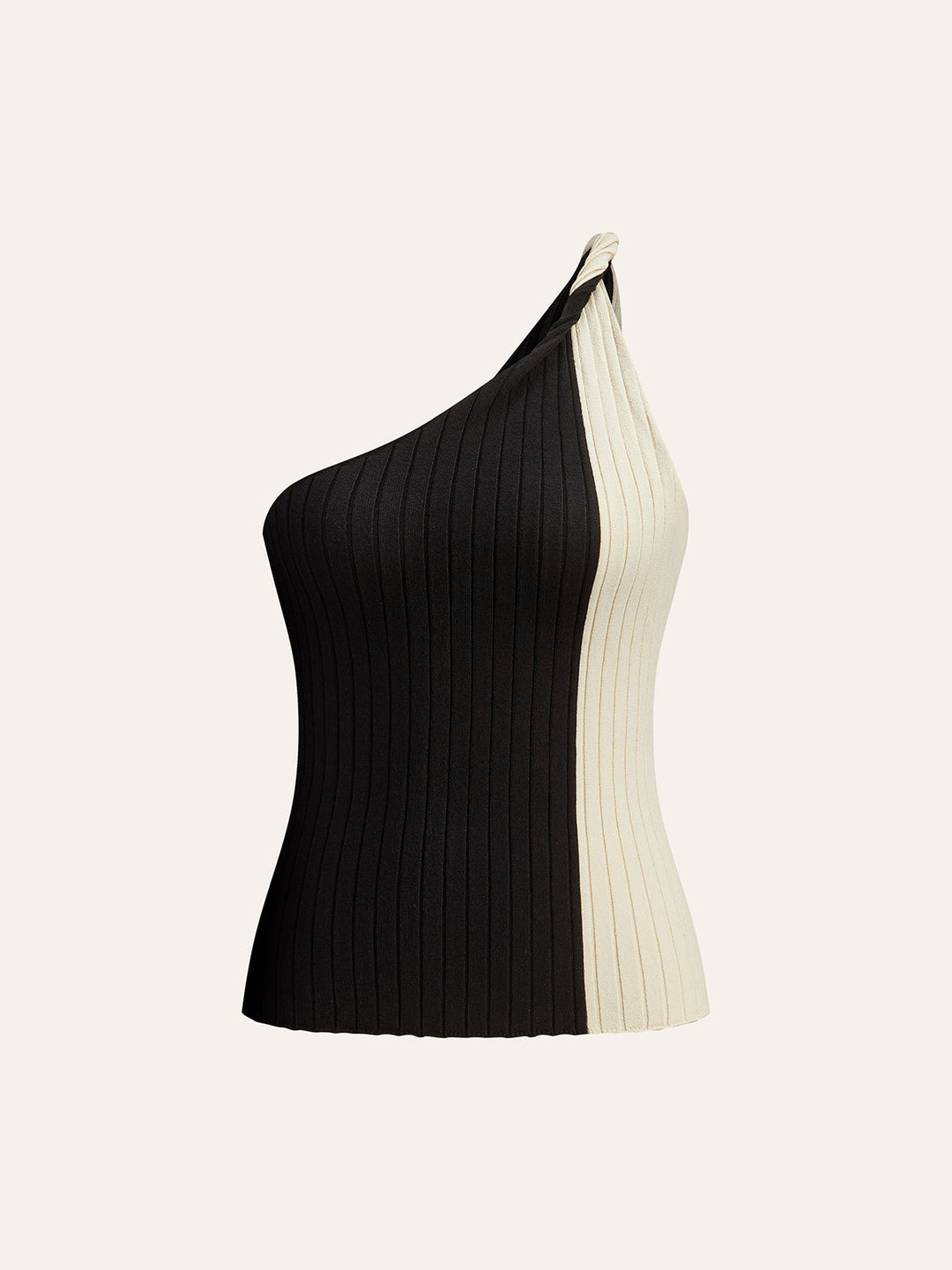 Renk Bloklu Tek Omuzlu Üst