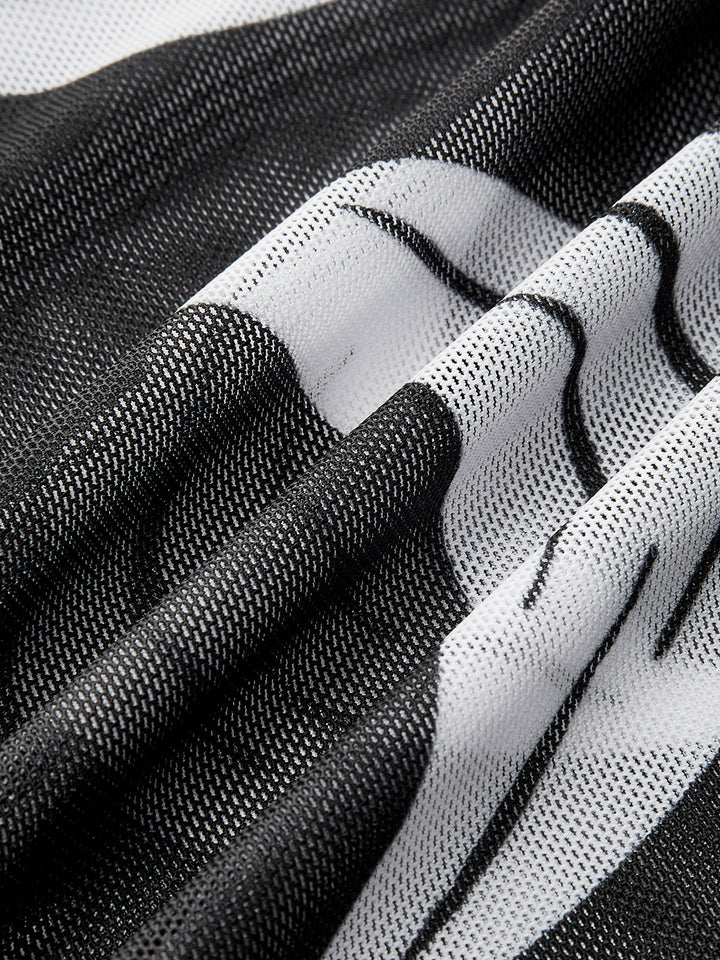 Şeffaf Baskılı File Plaj Örtüsü Etek