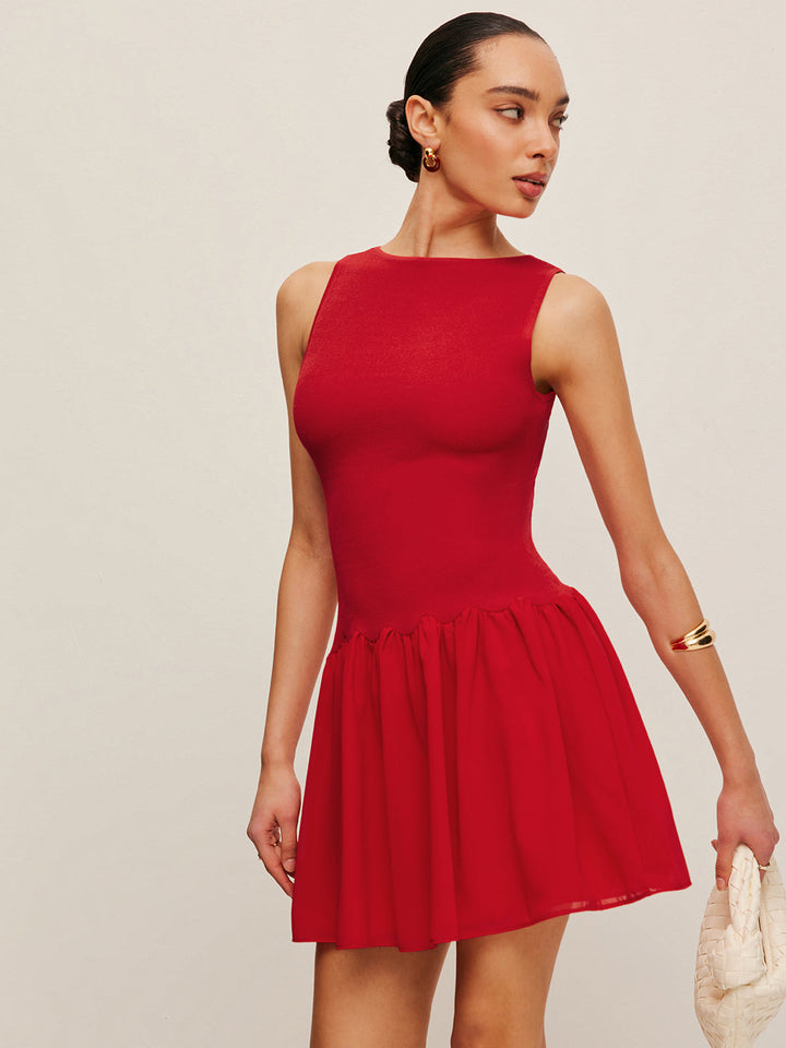 Kolsuz Örme Şifon Elbise