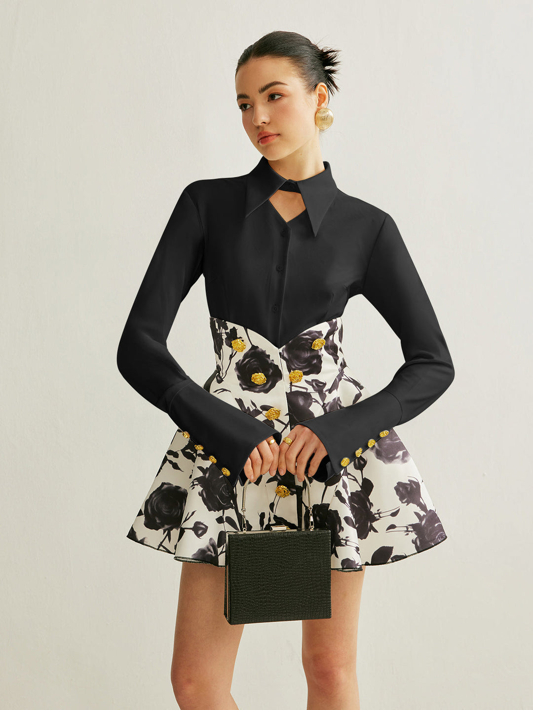 Metal Düğmeli Kesik Polo Gömlek