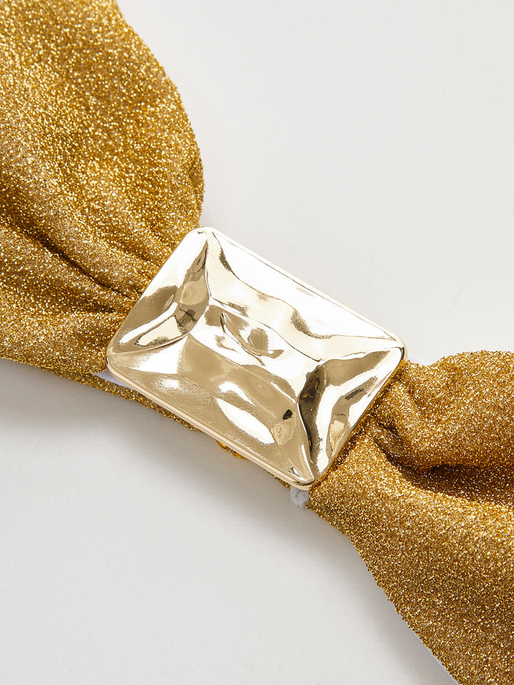 Metalik Fiyonklu Bandeau Bikini Üstü