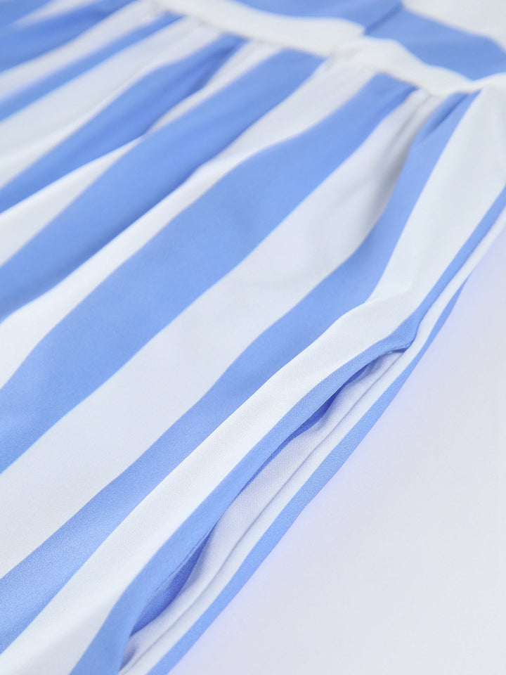 Baskılı Sırtı Açık Cepli Uzun Elbise