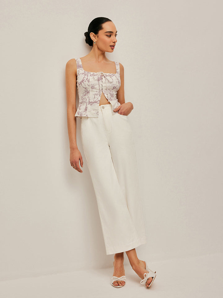 Ön Kancalı Baskılı Korse Üst