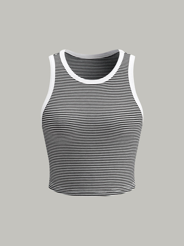 Çizgili Yuvarlak Yakalı Atlet