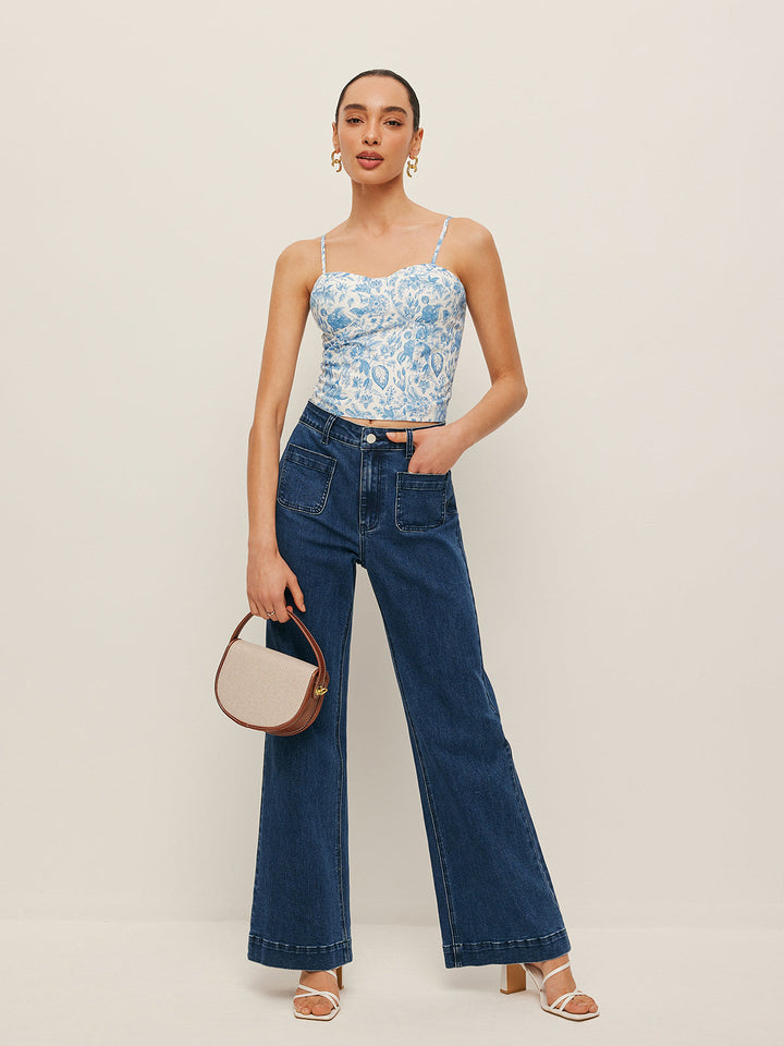 Çiçek Desenli Korse Kısa Üst