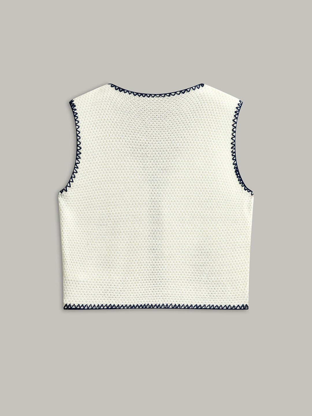 İşlemeli Örgü Önü Bağcıklı Yelek