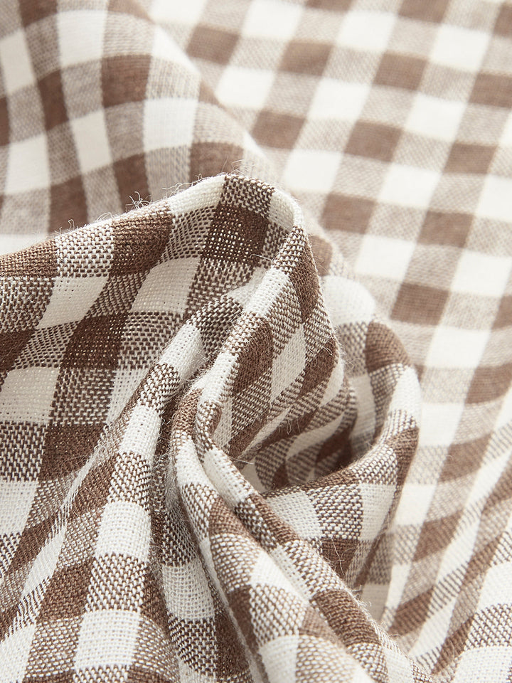 Gingham Önden Bağlamalı Peplum Üst