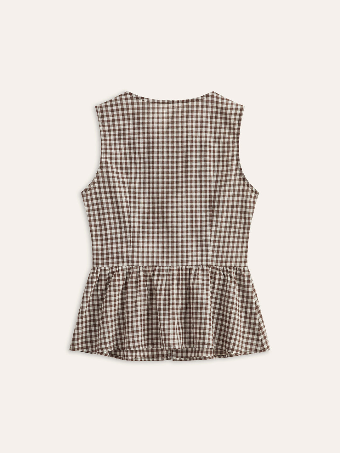 Gingham Önden Bağlamalı Peplum Üst