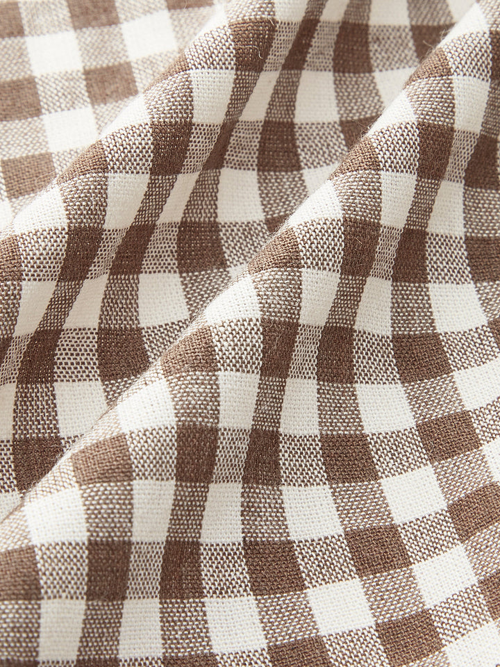 Gingham Önden Bağlamalı Peplum Üst