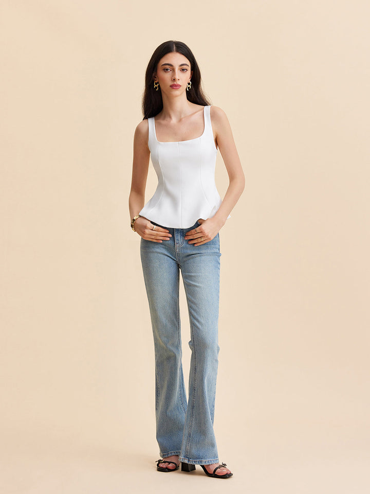 Kare Yaka Peplum Tank Top