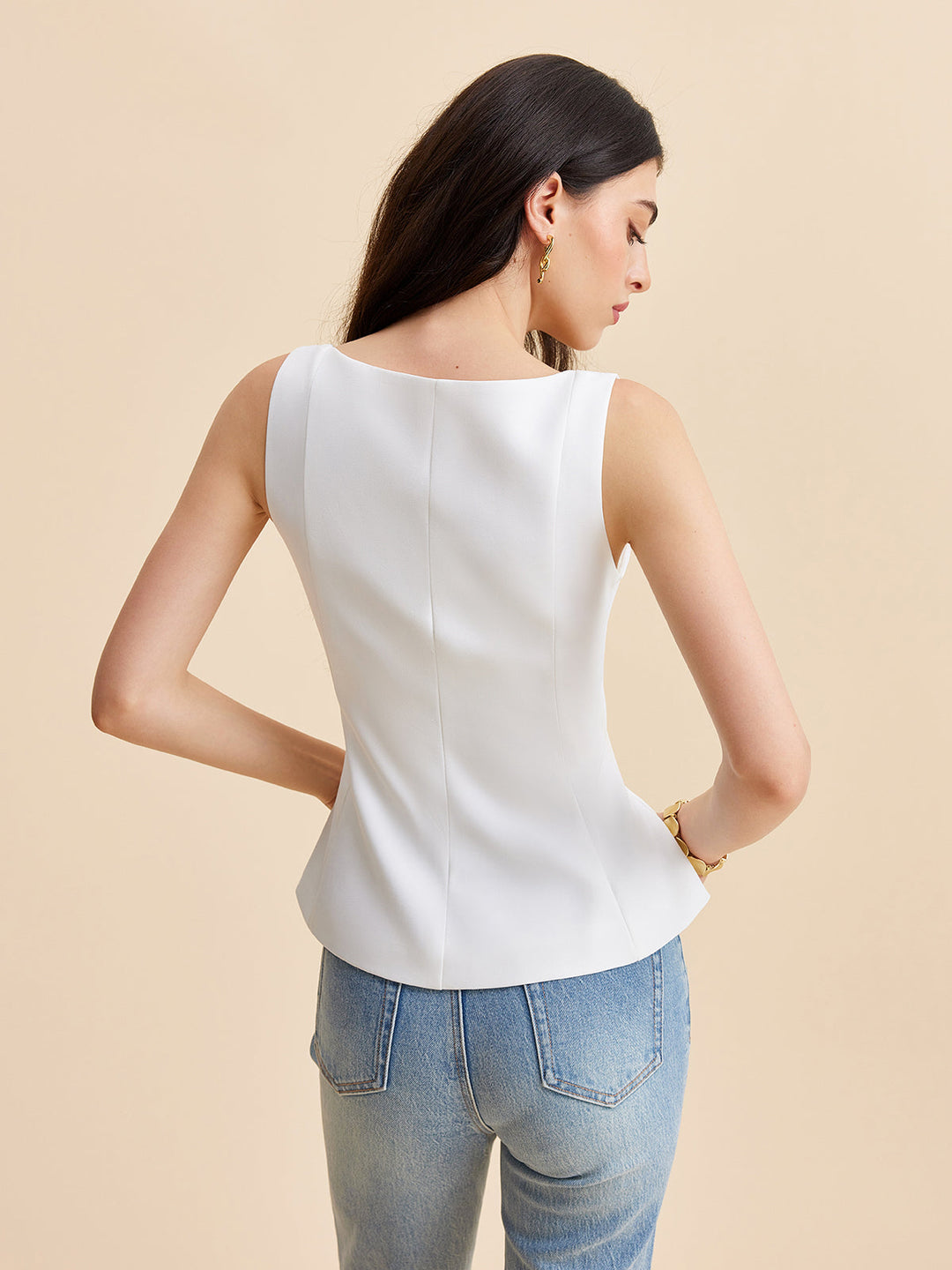 Kare Yaka Peplum Tank Top