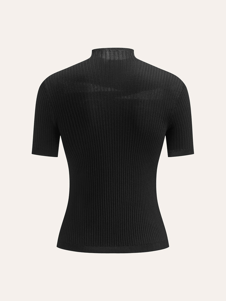 Yarı Şeffaf Yivli Örgü Üst