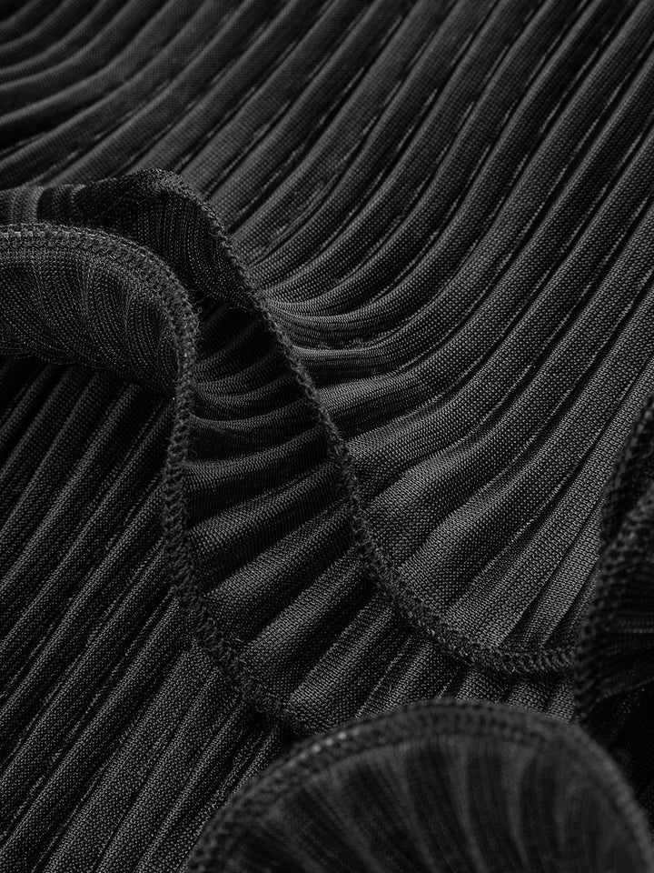 Volanlı Düğmeli Pliseli Bluz