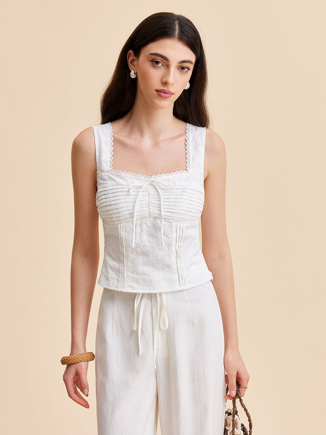 Pliseli Pamuklu Fermuarlı Atlet