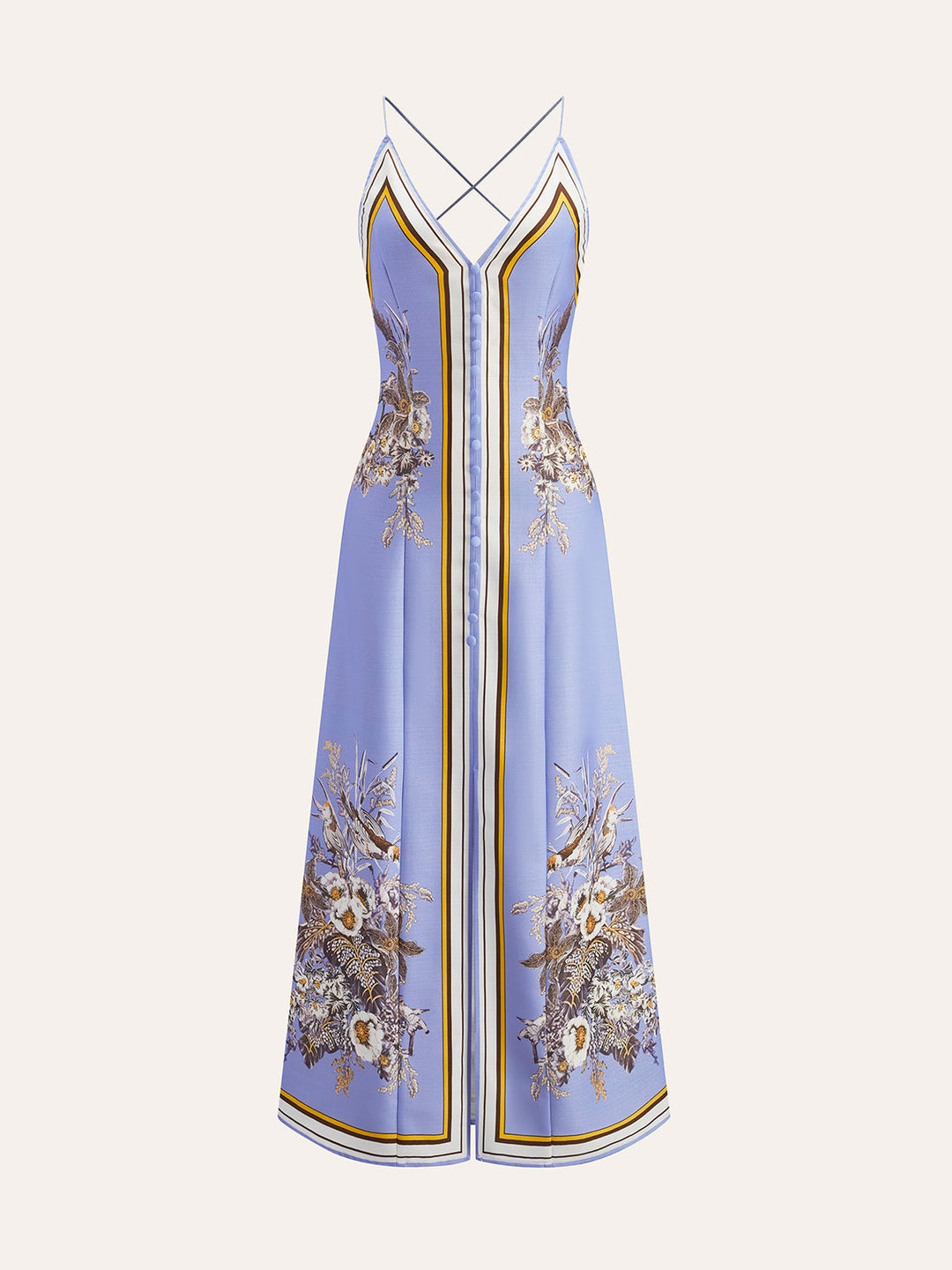 Rahat Çiçek Baskılı Askılı Uzun Elbise