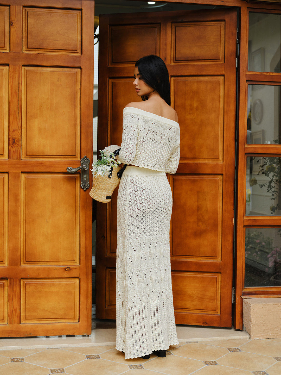 Örme Omuz Açık Kısa Üst