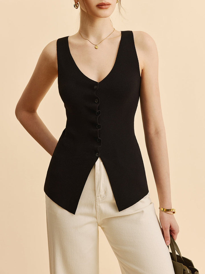 Marul Kesimli Bölünmüş Kazak Yelek